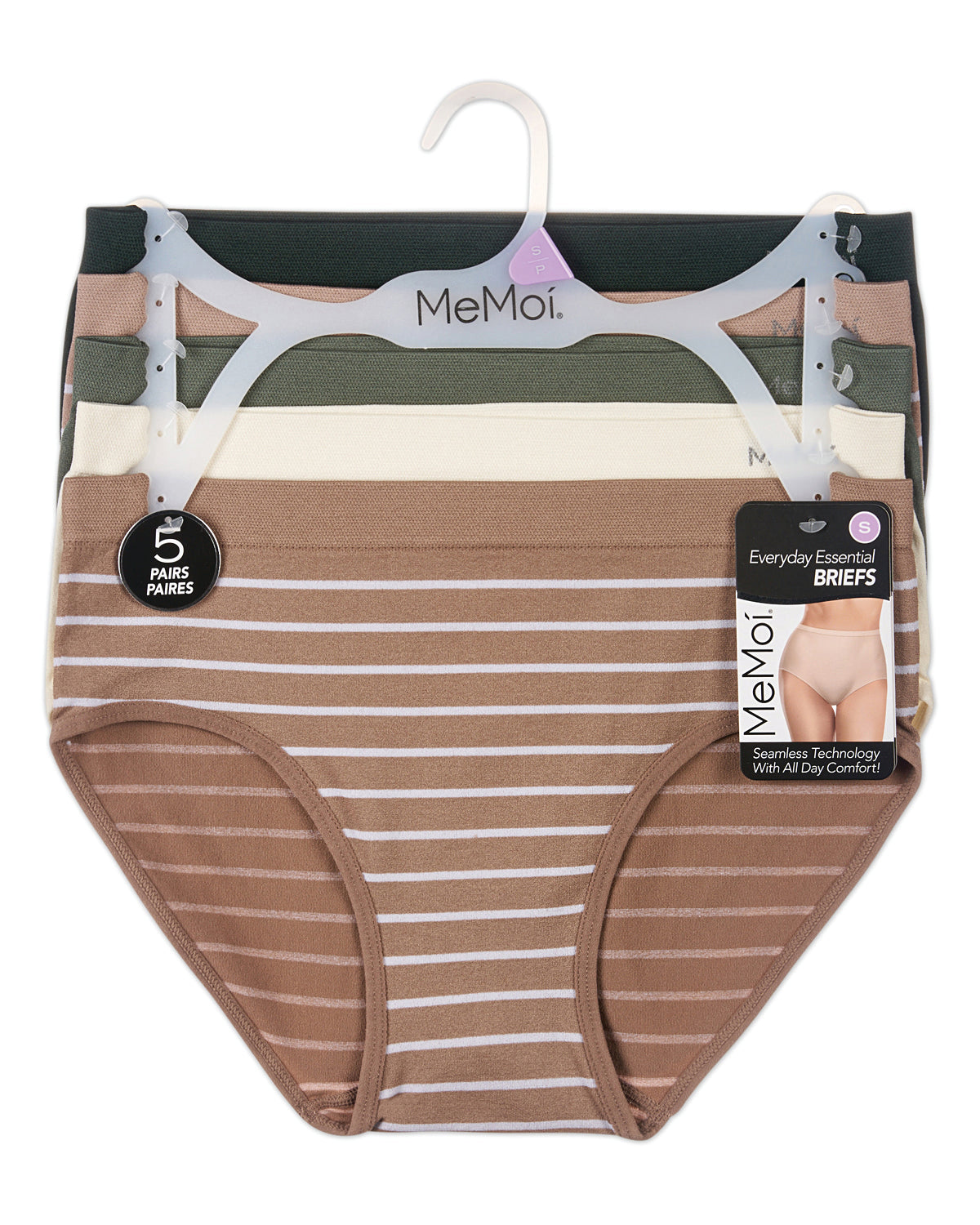 5 Pair Women's Seamless Solid-Color Tag-Free Brief Panties
