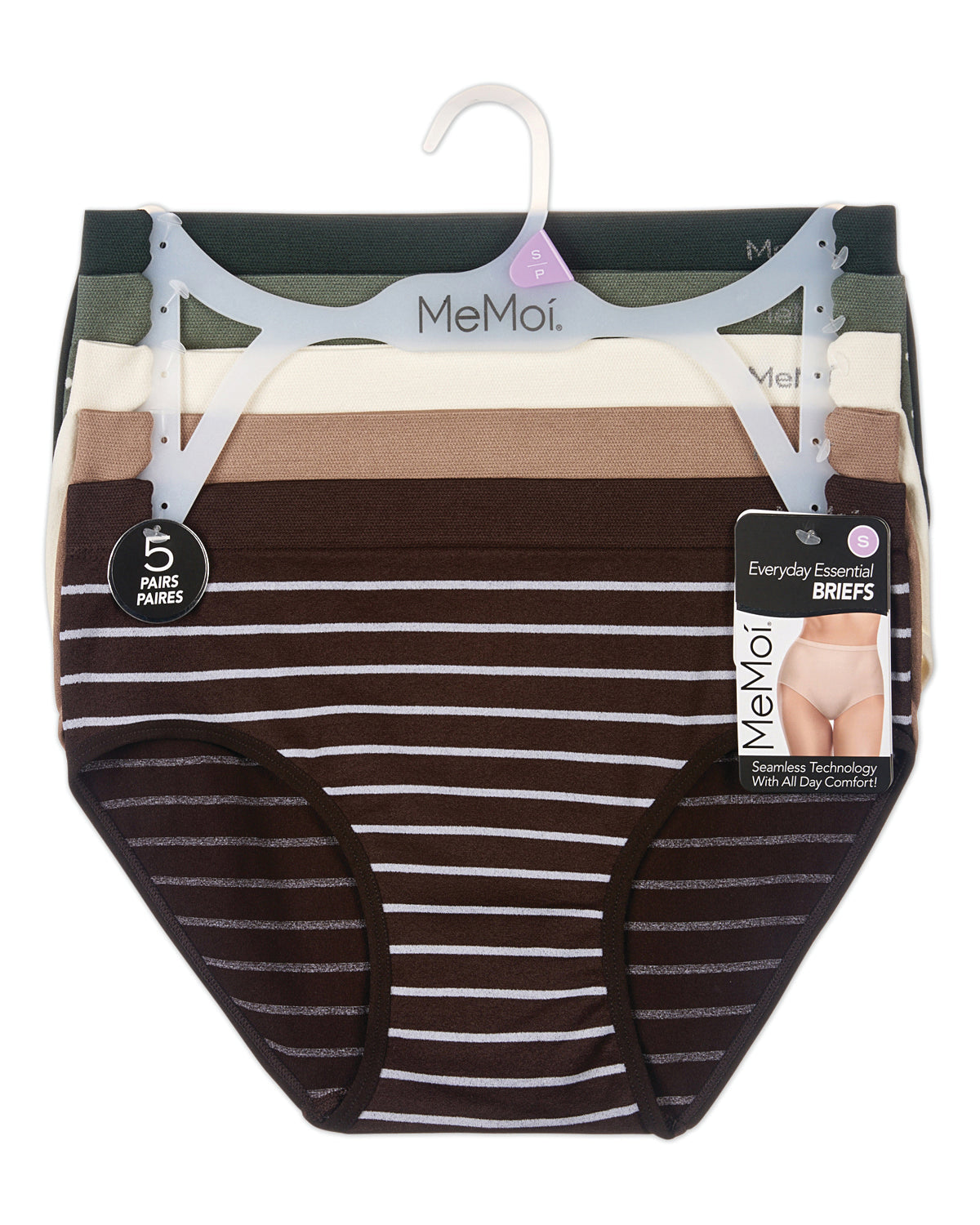 5 Pair Women's Seamless Solid-Color Tag-Free Brief Panties