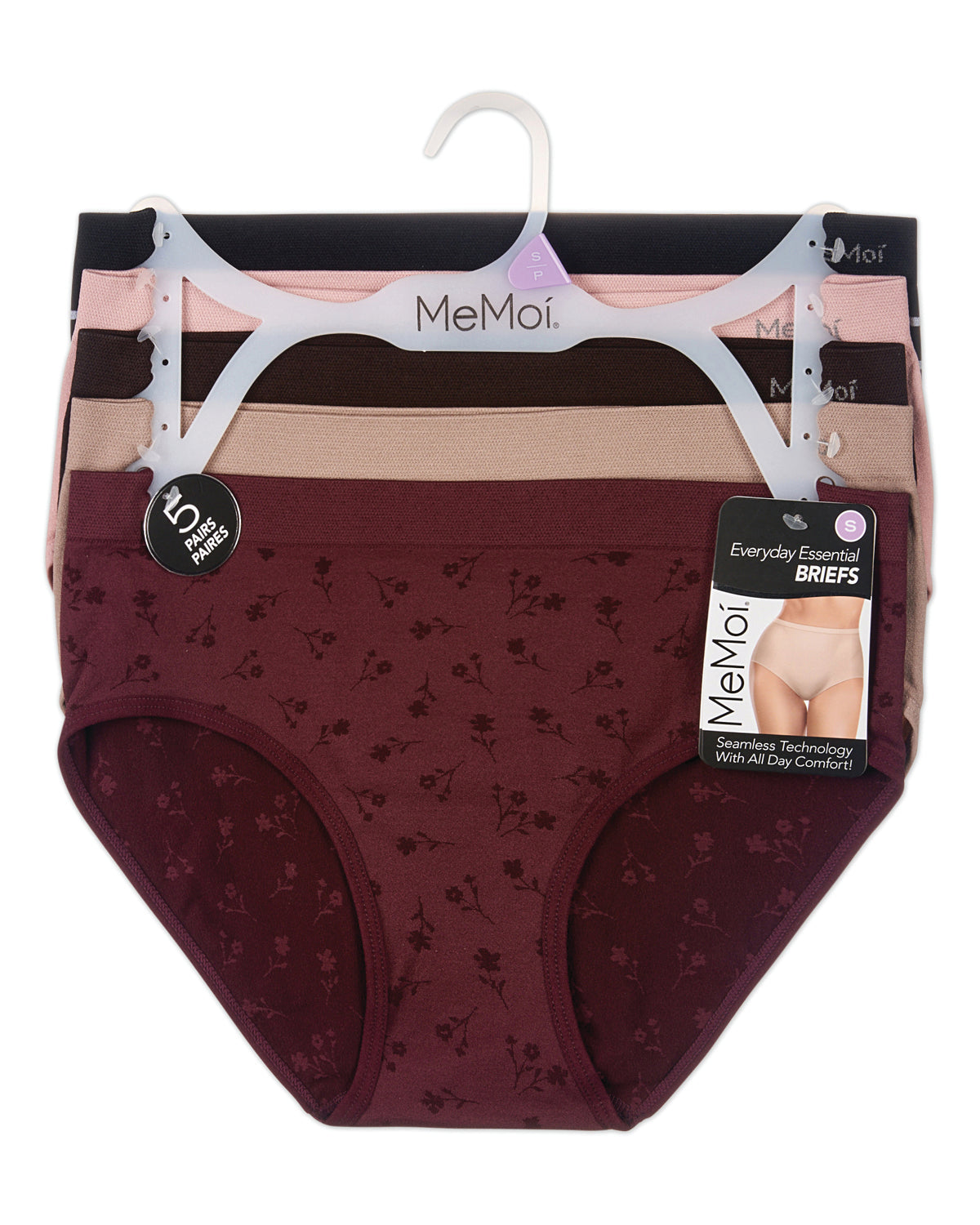 5 Pair Women's Seamless Solid-Color Tag-Free Brief Panties
