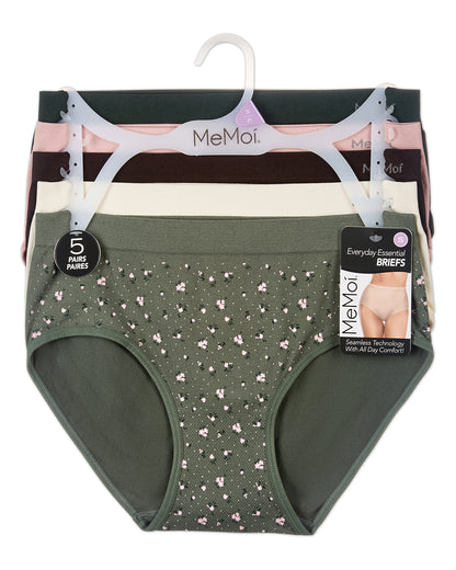 5 Pair Women's Seamless Solid-Color Tag-Free Brief Panties
