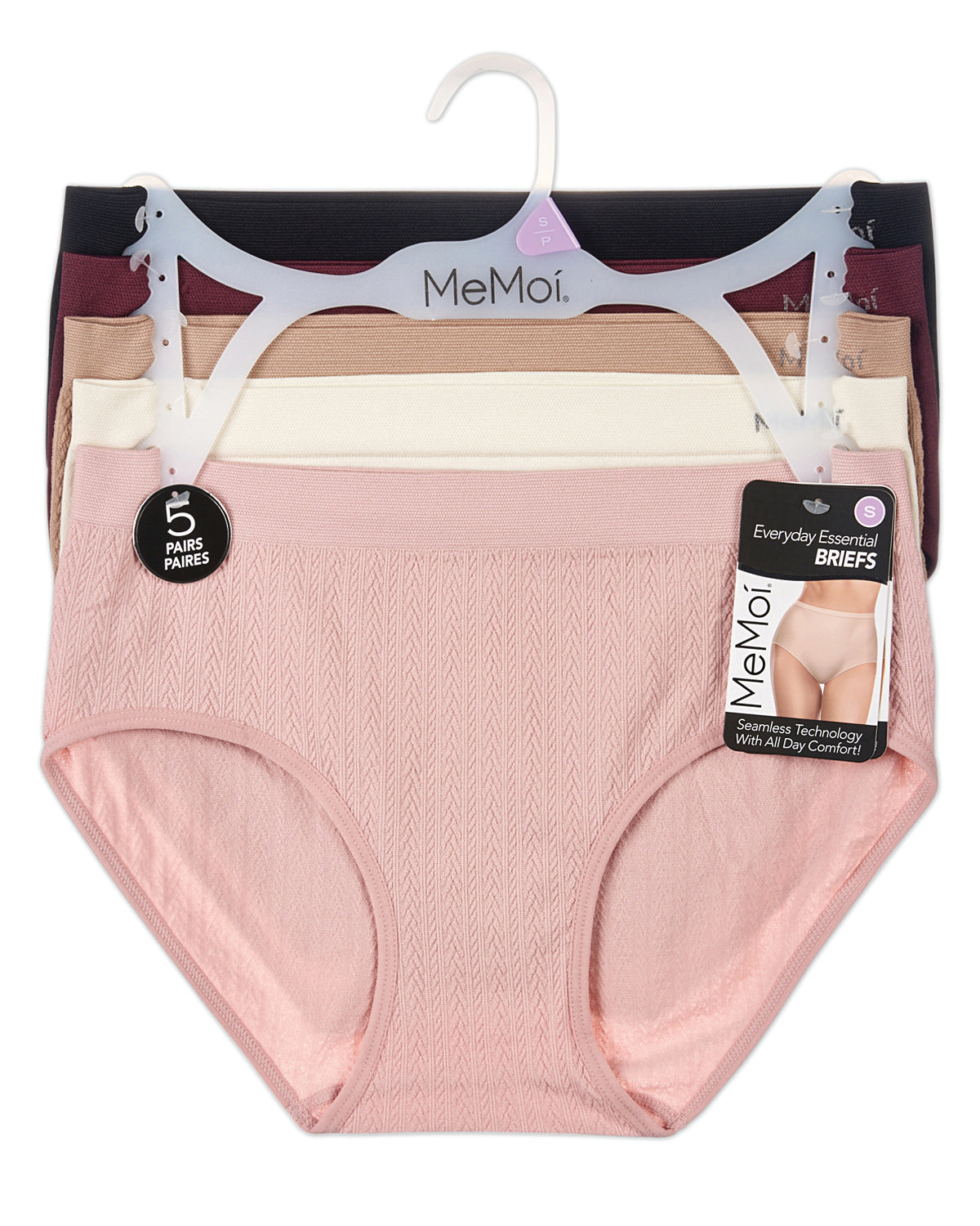 5 Pair Women's Seamless Solid-Color Tag-Free Brief Panties
