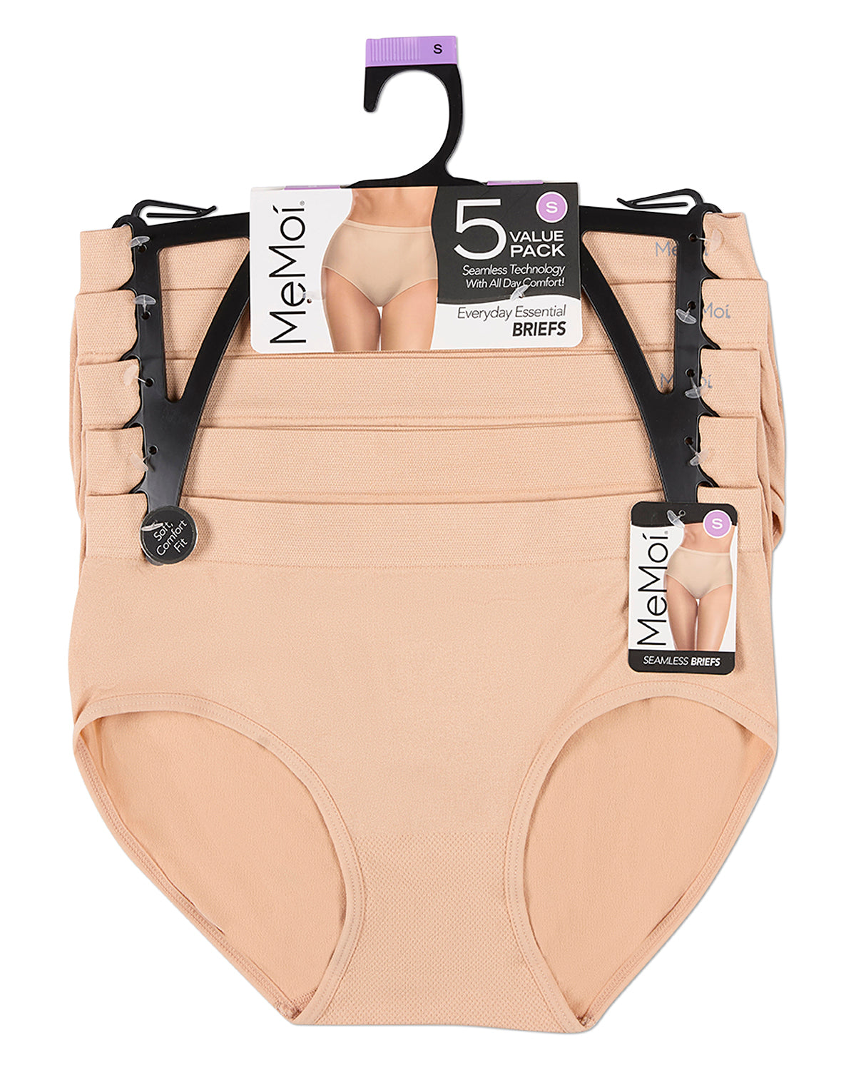 5 Pair Women's Seamless Solid-Color Tag-Free Brief Panties