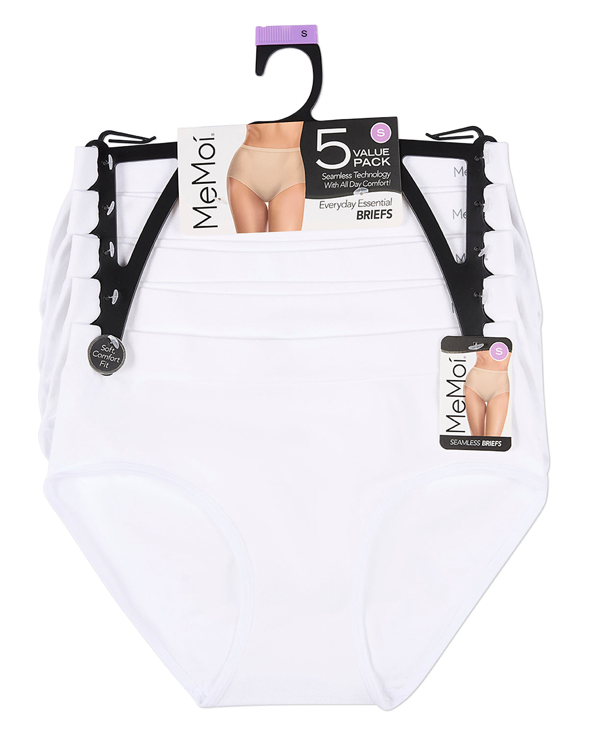 5 Pair Women's Seamless Solid-Color Tag-Free Brief Panties