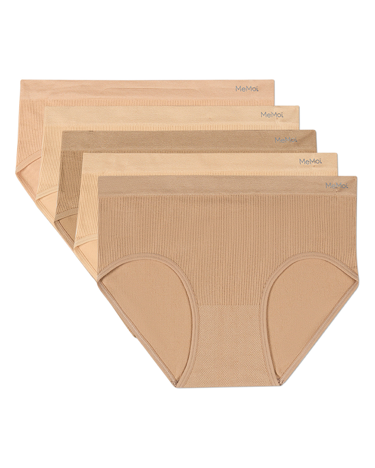 5 Pair Women's Seamless Pin-Rib Tag-Free Full-Coverage Brief Panties