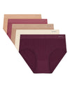5 Pair Women's Seamless Pin-Rib Tag-Free Full-Coverage Brief Panties