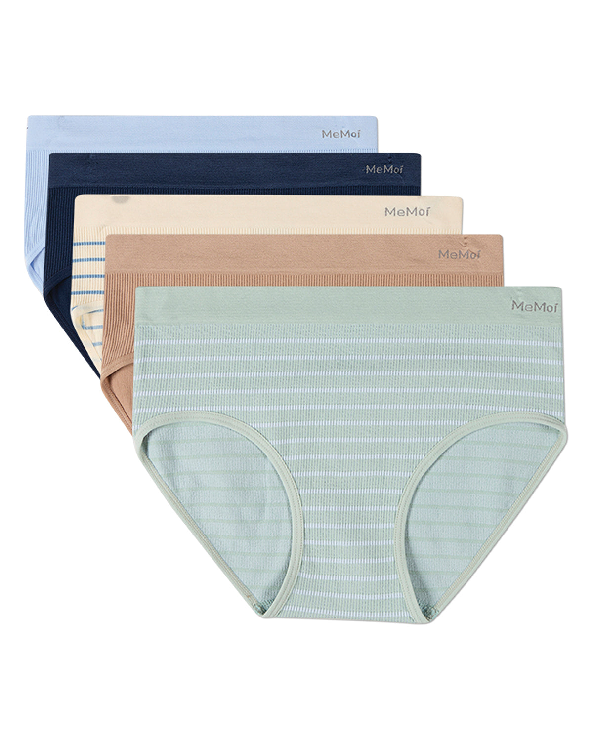 5 Pair Women's Seamless Pin-Rib Tag-Free Full-Coverage Brief Panties