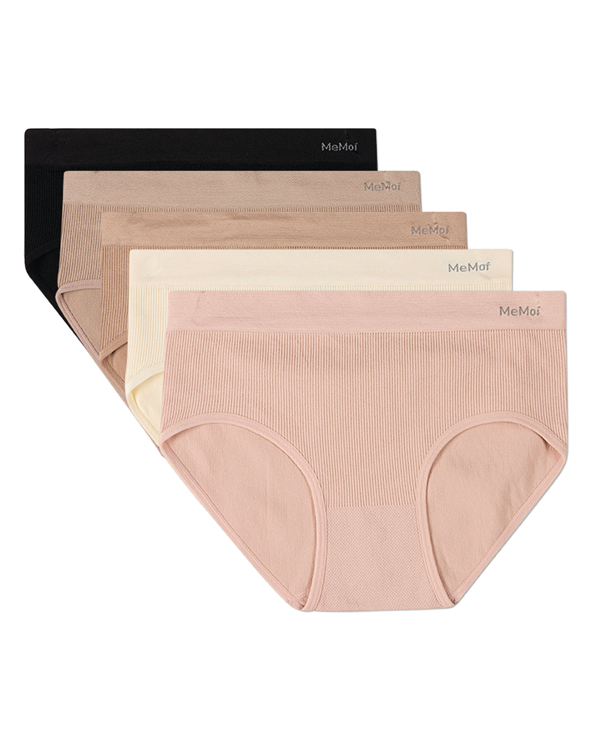 5 Pair Women's Seamless Pin-Rib Tag-Free Full-Coverage Brief Panties