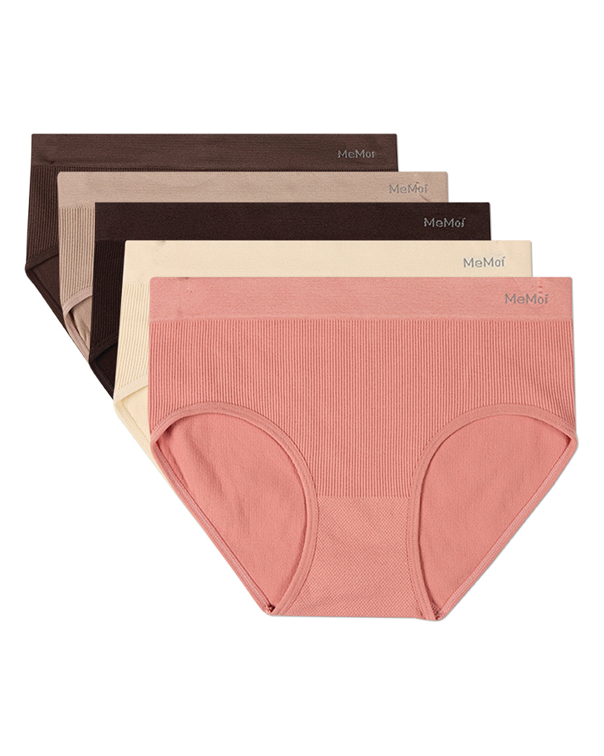 5 Pair Women's Seamless Pin-Rib Tag-Free Full-Coverage Brief Panties