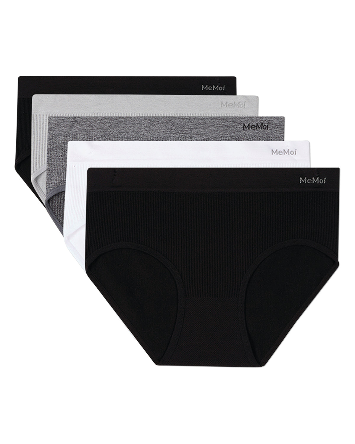 5 Pair Women's Seamless Pin-Rib Tag-Free Full-Coverage Brief Panties