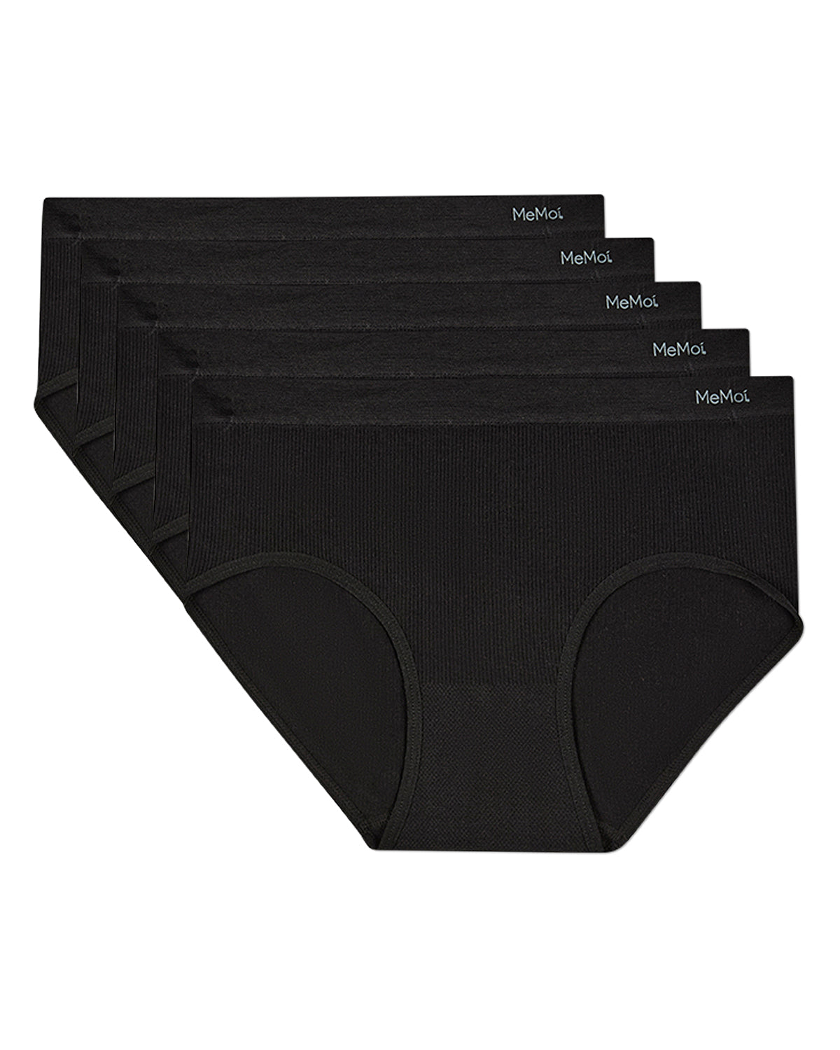 5 Pair Women's Seamless Pin-Rib Tag-Free Full-Coverage Brief Panties