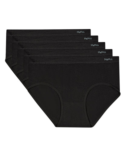 5 Pair Women's Seamless Pin-Rib Tag-Free Full-Coverage Brief Panties