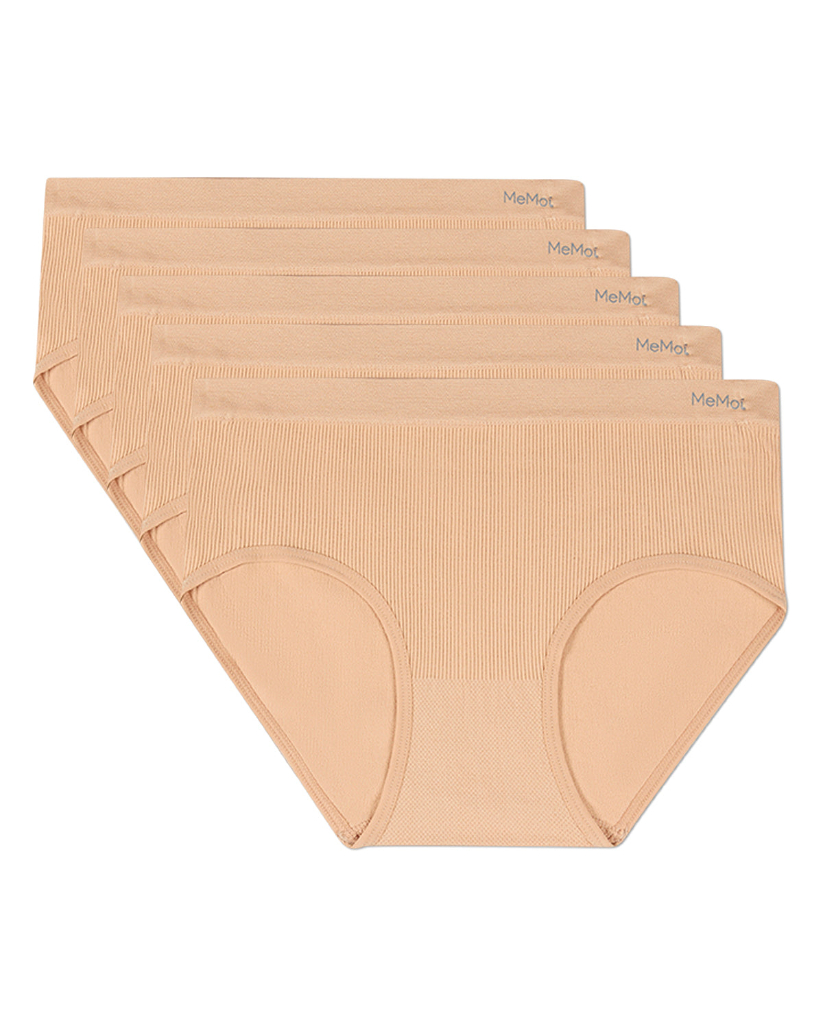 5 Pair Women's Seamless Pin-Rib Tag-Free Full-Coverage Brief Panties