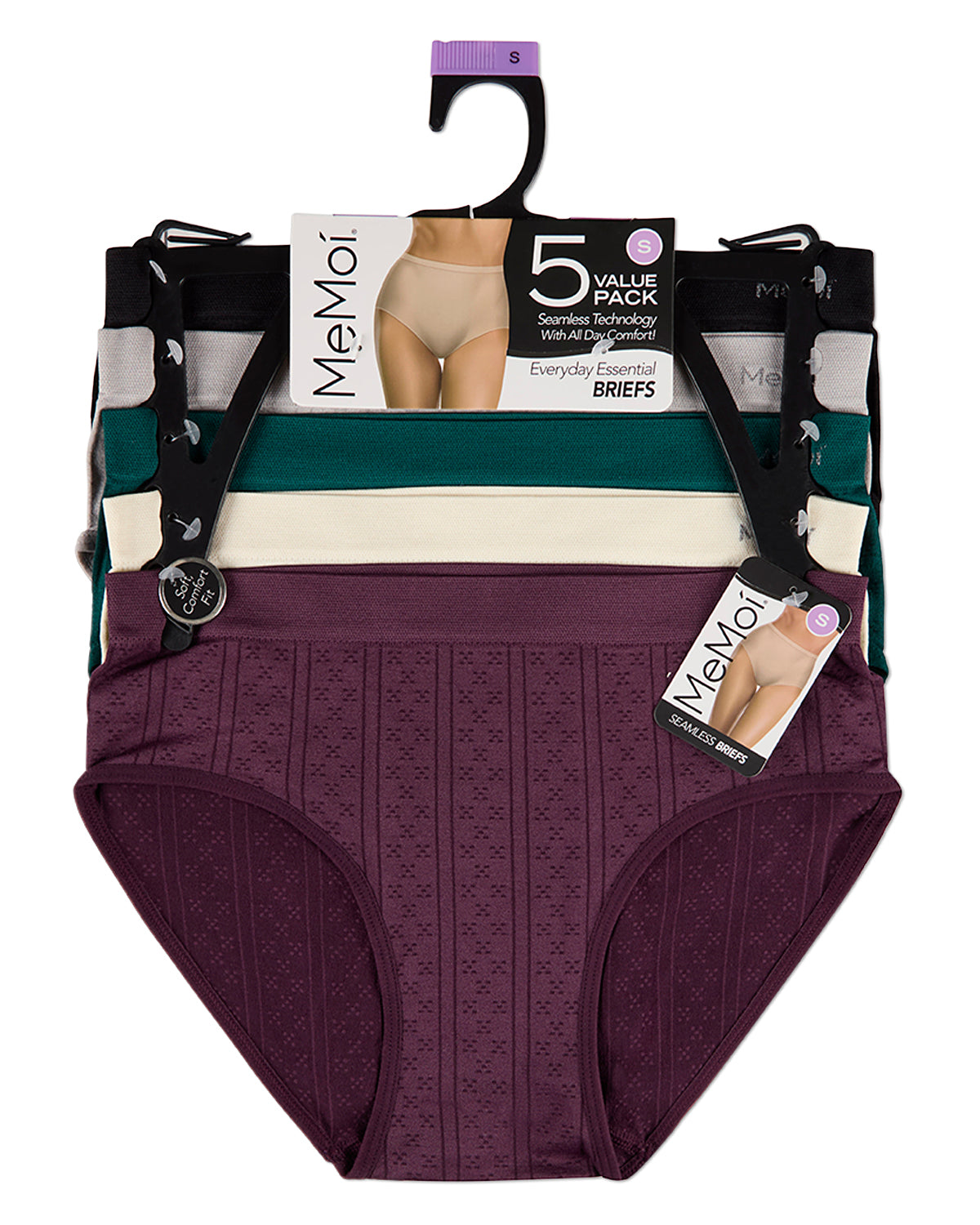 5 Pair Women's Seamless Pointelle Tag-Free Briefs - Assorted Colors