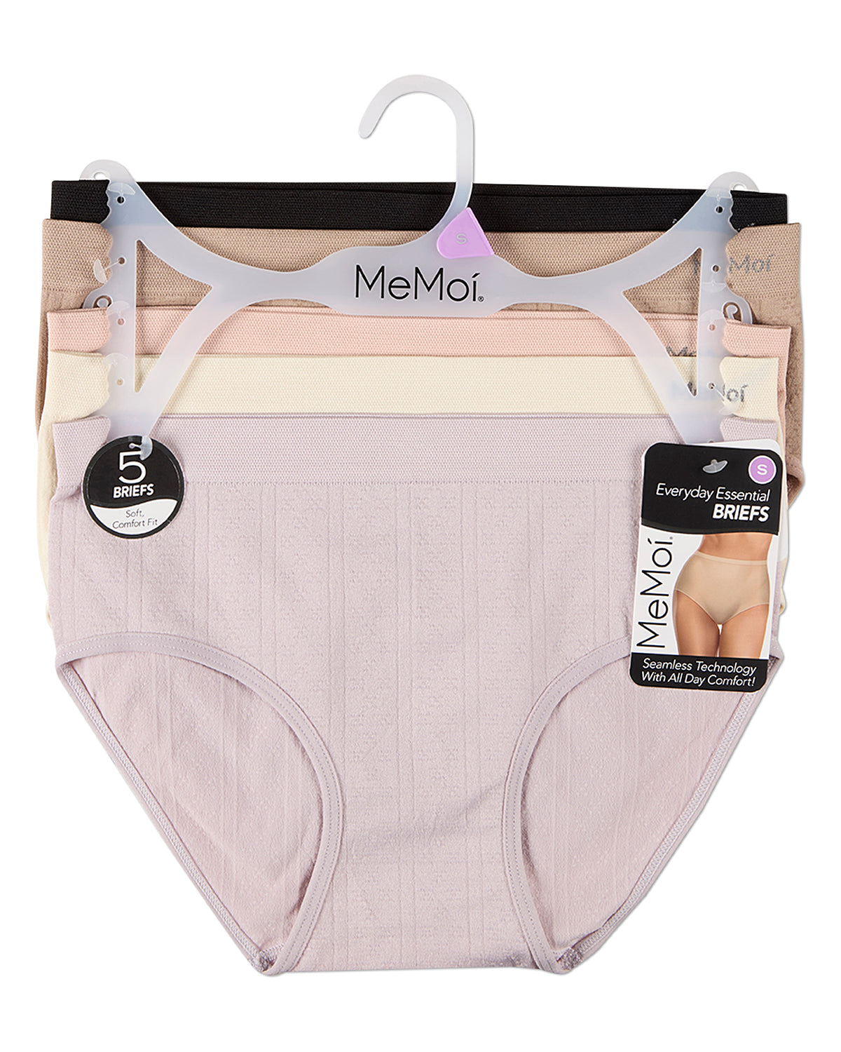 5 Pair Women's Seamless Pointelle Tag-Free Briefs - Assorted Colors