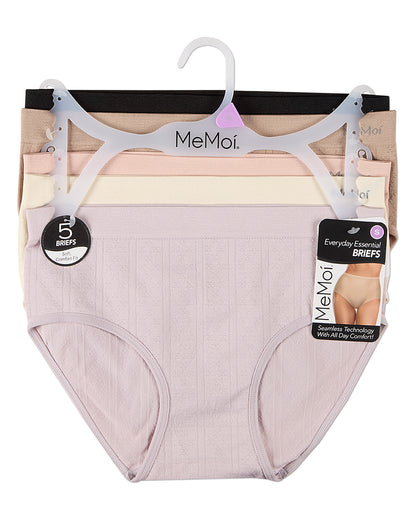 5 Pair Women's Seamless Pointelle Tag-Free Briefs - Assorted Colors