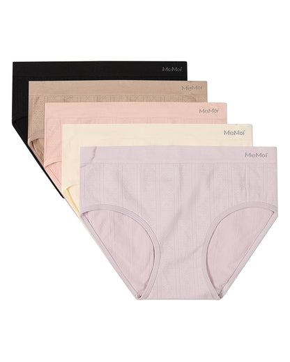 5 Pair Women's Seamless Pointelle Tag-Free Briefs - Assorted Colors