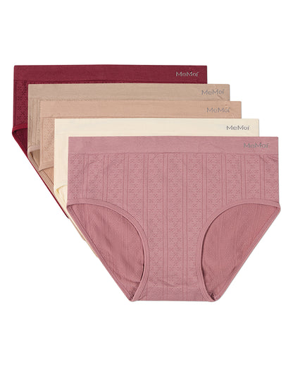 5 Pair Women's Seamless Pointelle Tag-Free Briefs - Assorted Colors
