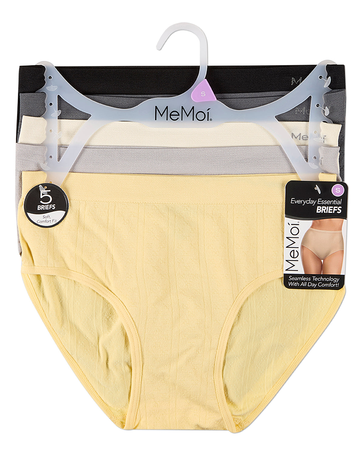 5 Pair Women's Seamless Pointelle Tag-Free Briefs - Assorted Colors