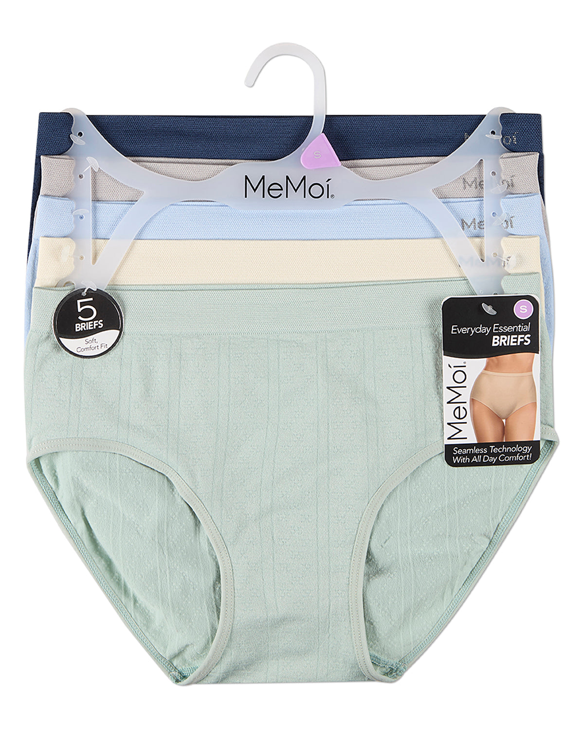 5 Pair Women's Seamless Pointelle Tag-Free Briefs - Assorted Colors