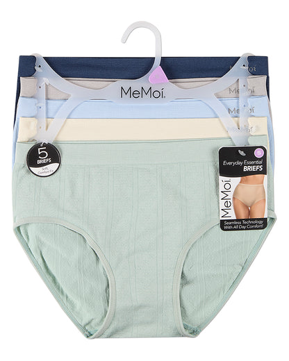 5 Pair Women's Seamless Pointelle Tag-Free Briefs - Assorted Colors
