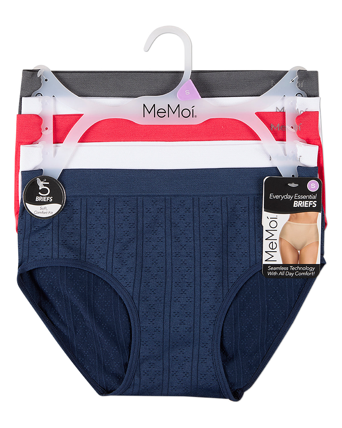 5 Pair Women's Seamless Pointelle Tag-Free Briefs - Assorted Colors
