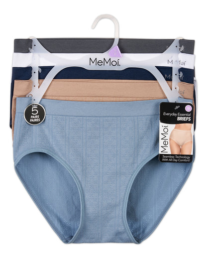 5 Pair Women's Seamless Pointelle Tag-Free Briefs - Assorted Colors