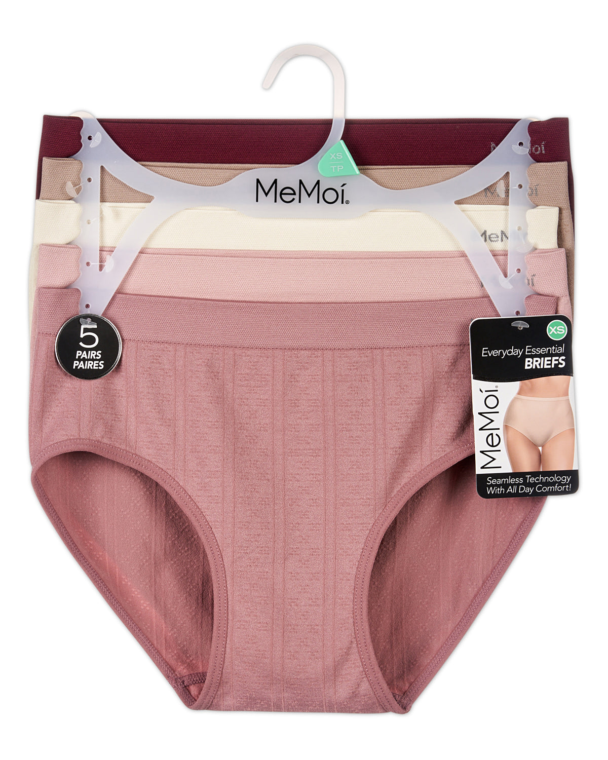 5 Pair Women's Seamless Pointelle Tag-Free Briefs - Assorted Colors