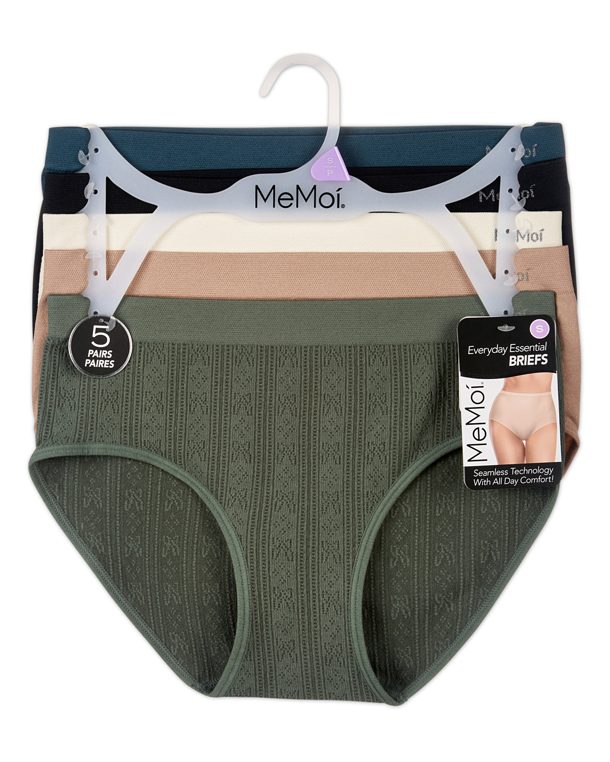 5 Pair Women's Seamless Pointelle Tag-Free Briefs - Assorted Colors