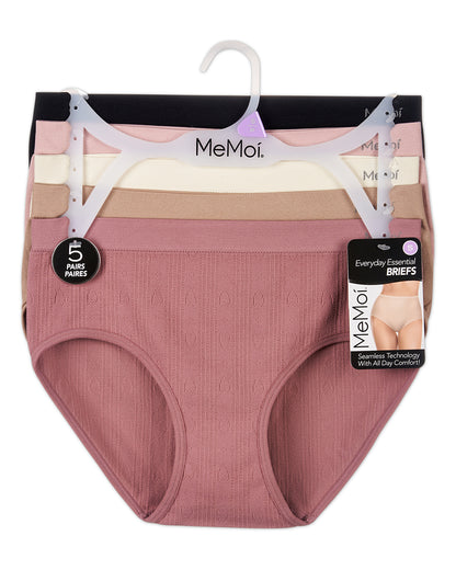 5 Pair Women's Seamless Pointelle Tag-Free Briefs - Assorted Colors