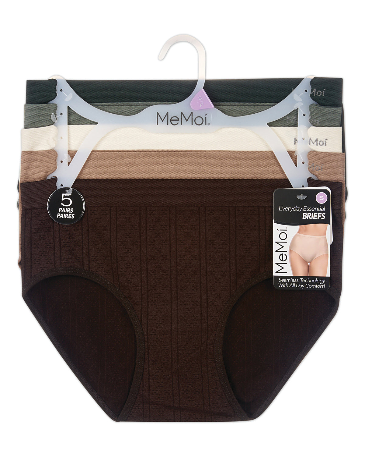 5 Pair Women's Seamless Pointelle Tag-Free Briefs - Assorted Colors