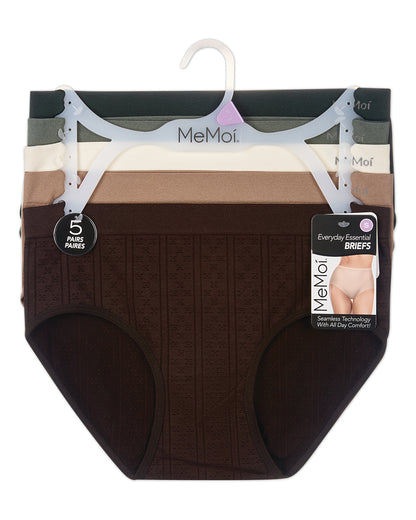5 Pair Women's Seamless Pointelle Tag-Free Briefs - Assorted Colors
