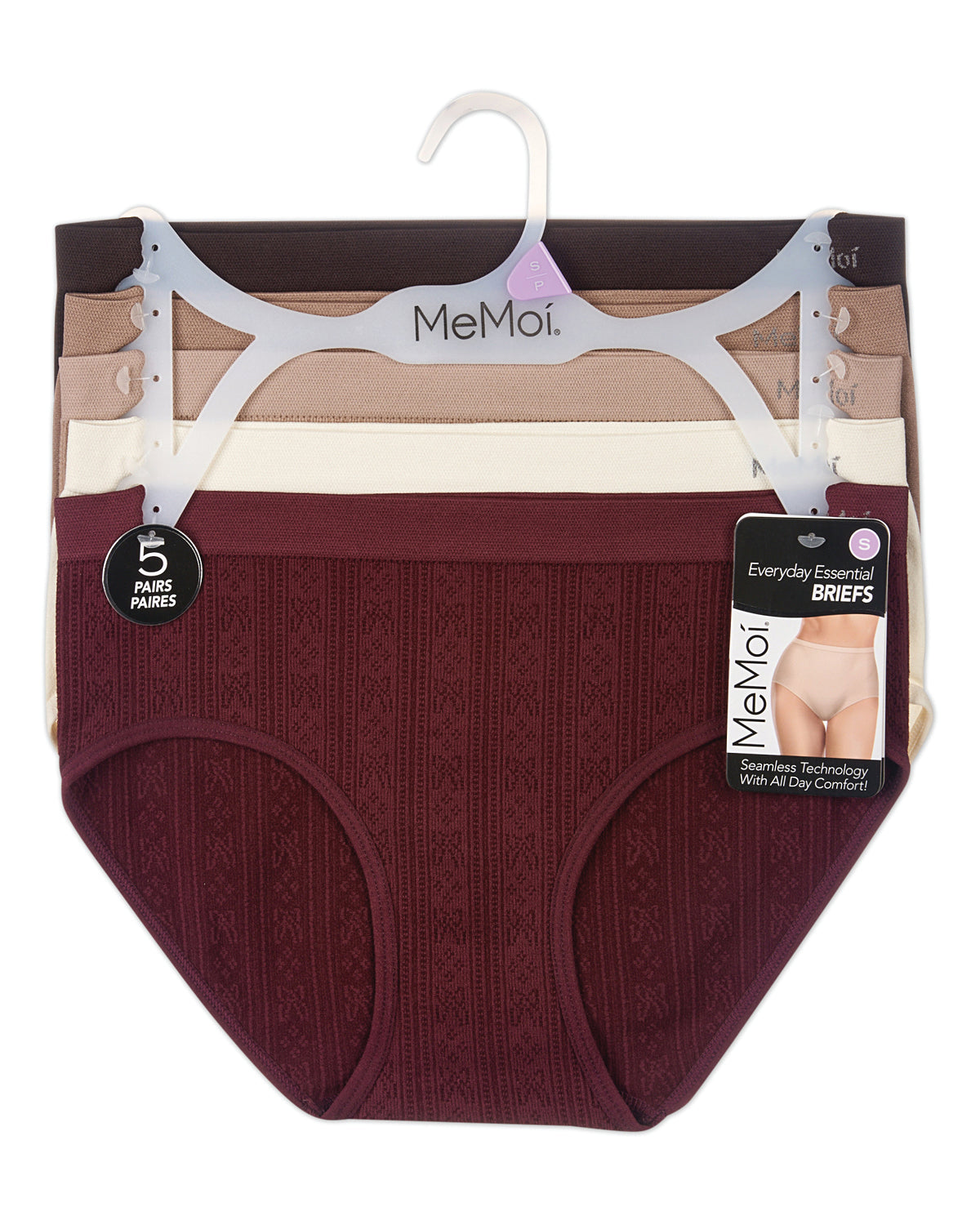 5 Pair Women's Seamless Pointelle Tag-Free Briefs - Assorted Colors