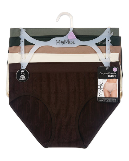 5 Pair Women's Seamless Pointelle Tag-Free Briefs - Assorted Colors