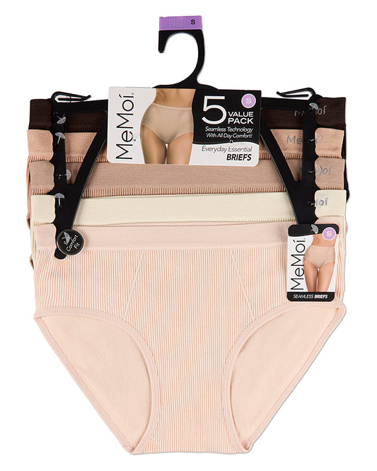 5 Pair Women's Seamless Ribbed No-Show Tag-Free Briefs
