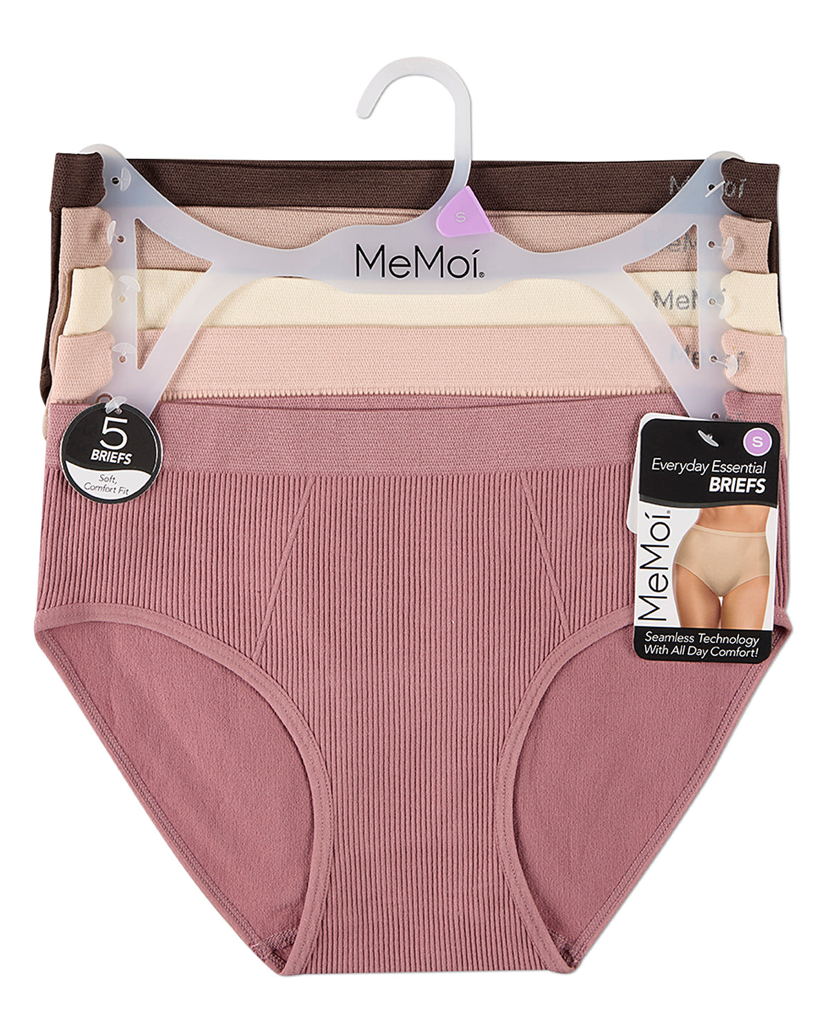 5 Pair Women's Seamless Ribbed No-Show Tag-Free Briefs