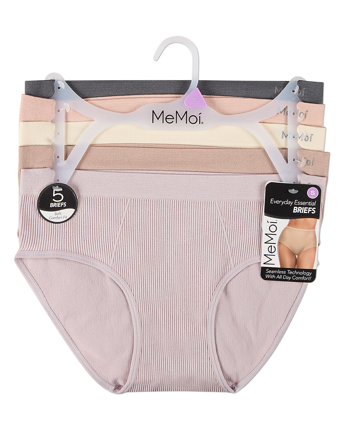5 Pair Women's Seamless Ribbed No-Show Tag-Free Briefs