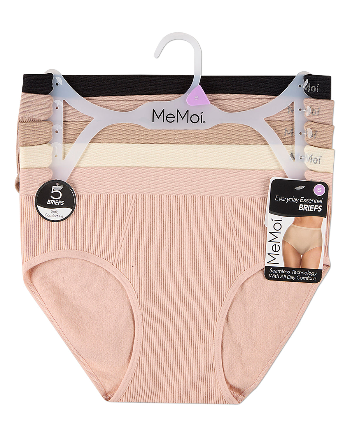 5 Pair Women's Seamless Ribbed No-Show Tag-Free Briefs