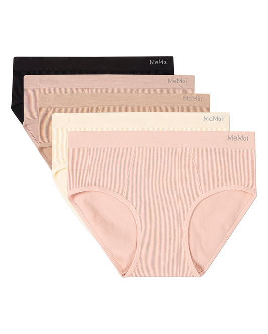 5 Pair Women's Seamless Ribbed No-Show Tag-Free Briefs