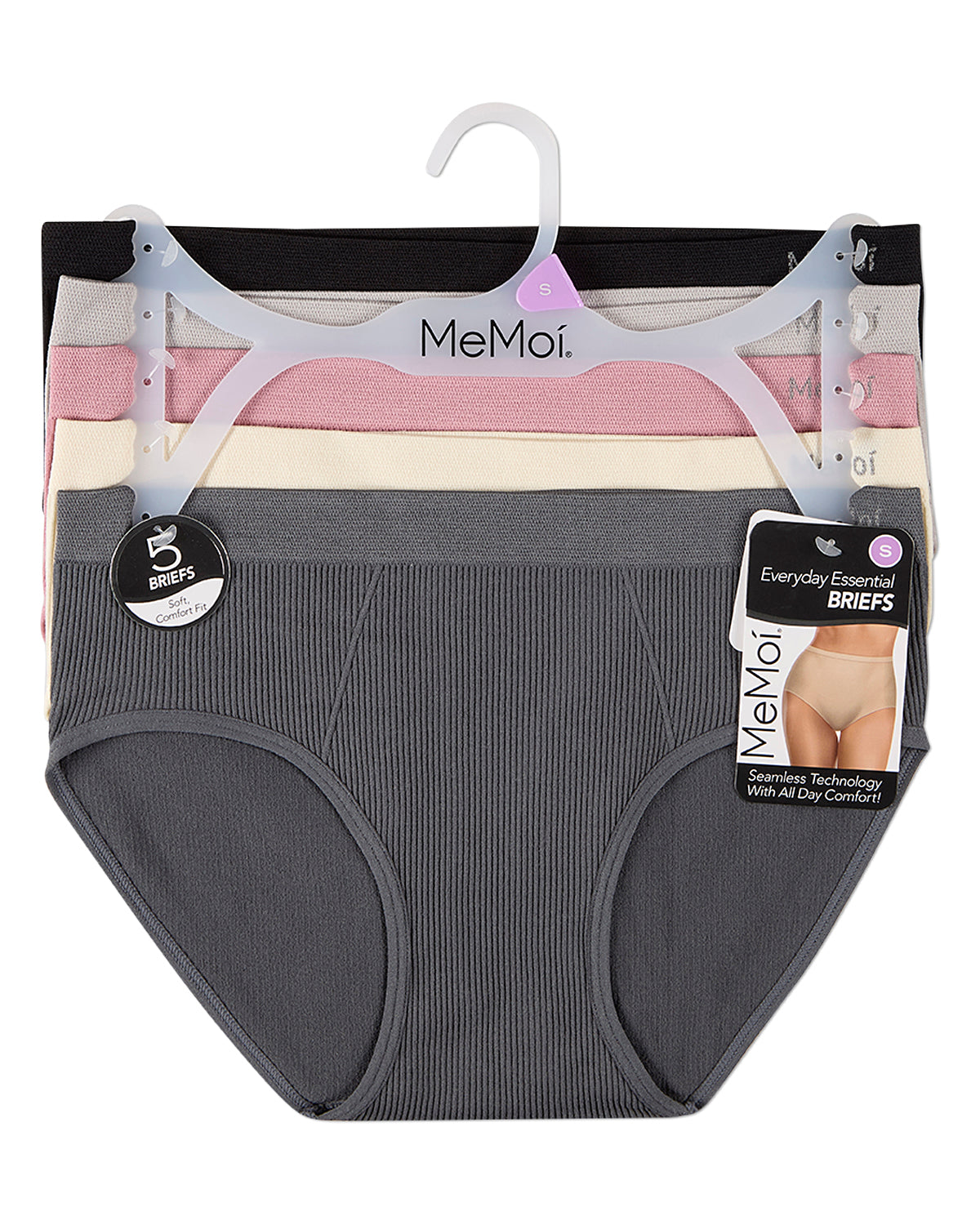 5 Pair Women's Seamless Ribbed No-Show Tag-Free Briefs