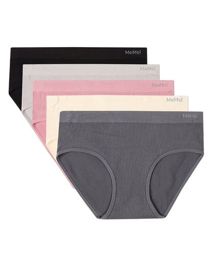 5 Pair Women's Seamless Ribbed No-Show Tag-Free Briefs