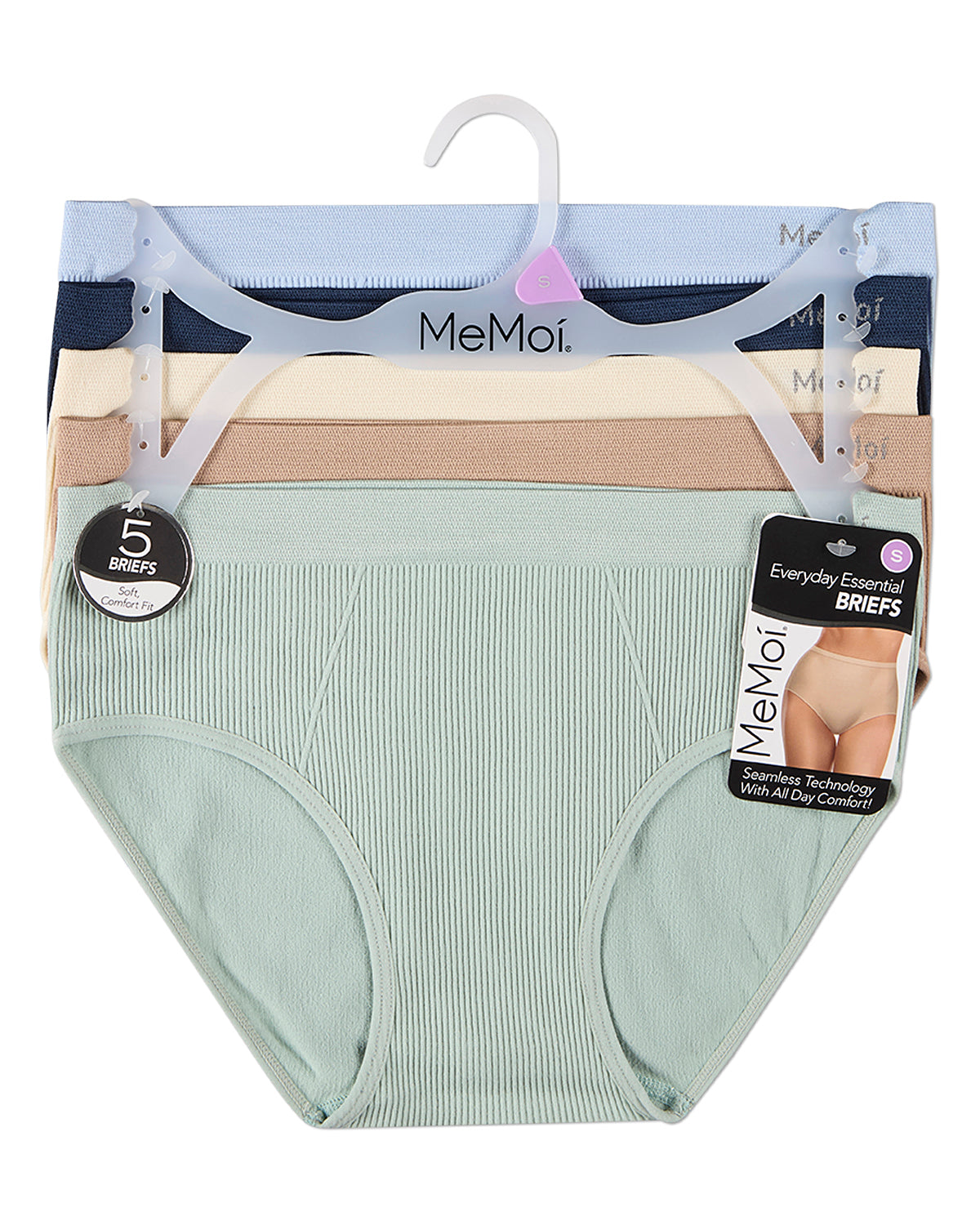 5 Pair Women's Seamless Ribbed No-Show Tag-Free Briefs