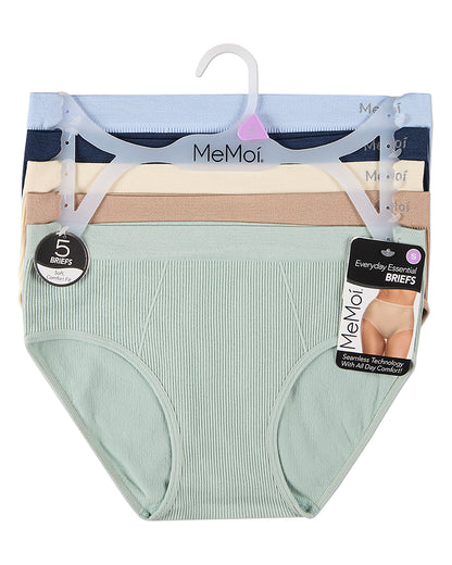 5 Pair Women's Seamless Ribbed No-Show Tag-Free Briefs
