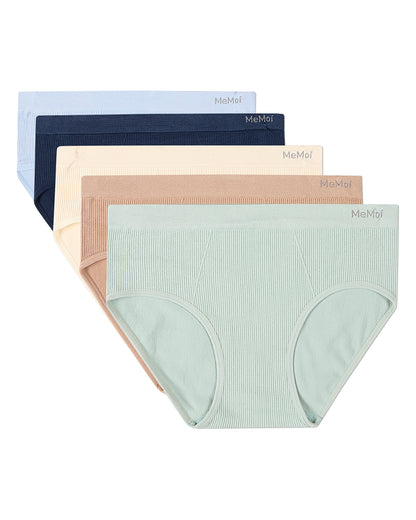 5 Pair Women's Seamless Ribbed No-Show Tag-Free Briefs