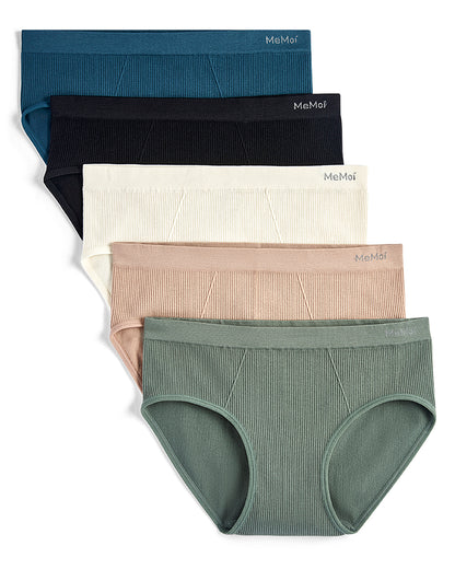 5 Pair Women's Seamless Ribbed No-Show Tag-Free Briefs