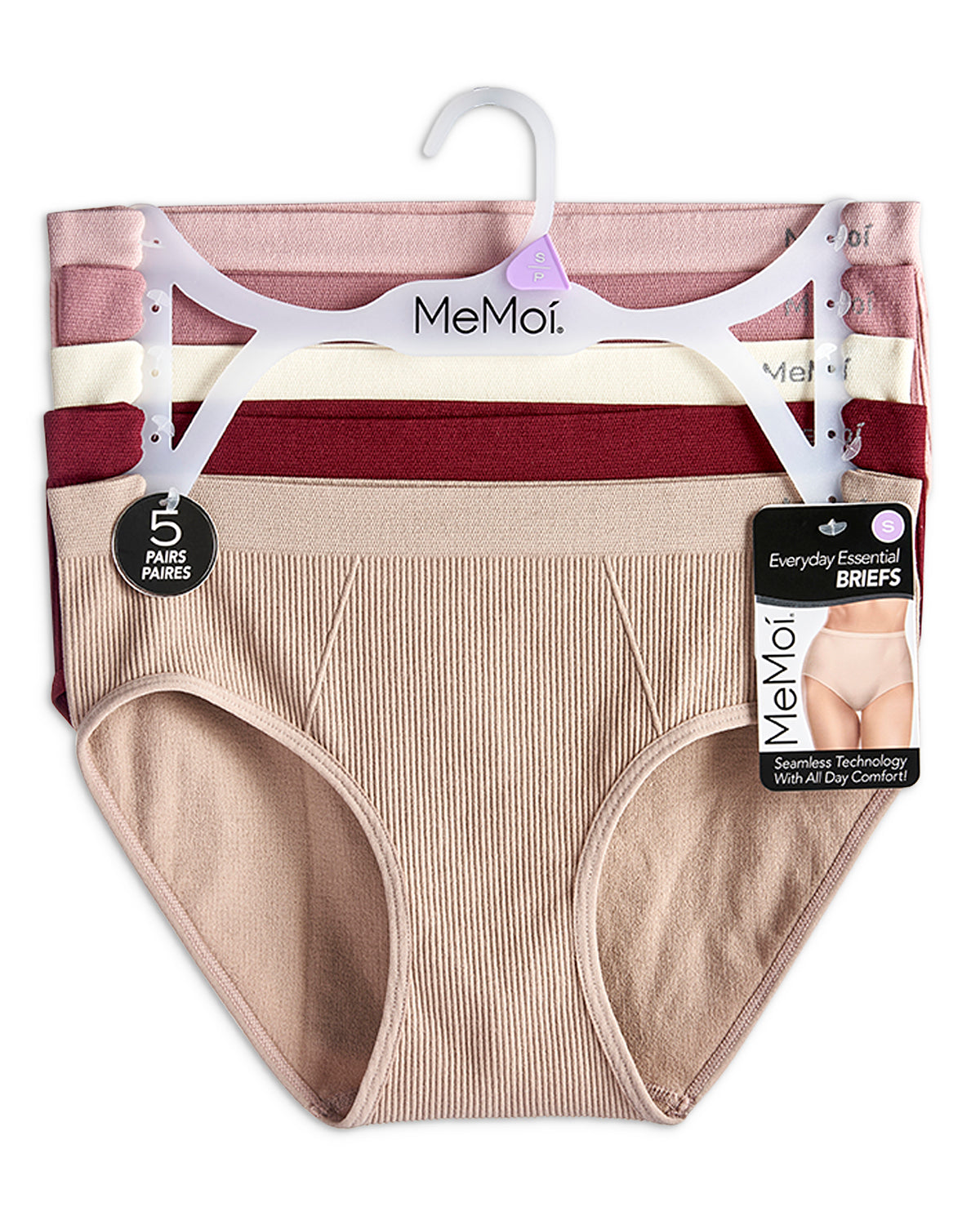 5 Pair Women's Seamless Ribbed No-Show Tag-Free Briefs