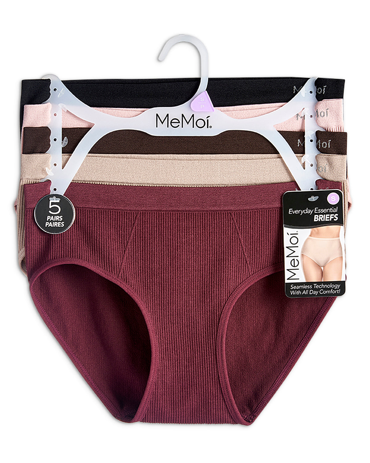 5 Pair Women's Seamless Ribbed No-Show Tag-Free Briefs