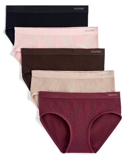 5 Pair Women's Seamless Ribbed No-Show Tag-Free Briefs