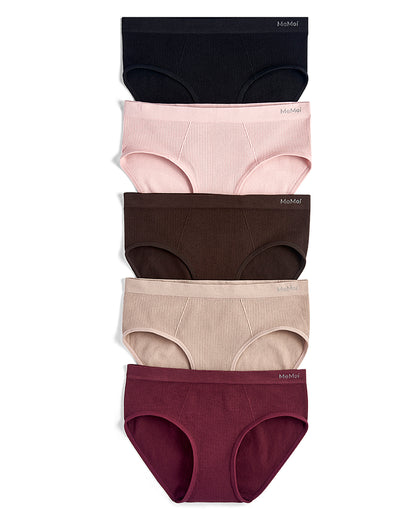 5 Pair Women's Seamless Ribbed No-Show Tag-Free Briefs
