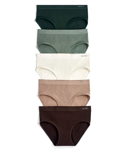 5 Pair Women's Seamless Ribbed No-Show Tag-Free Briefs