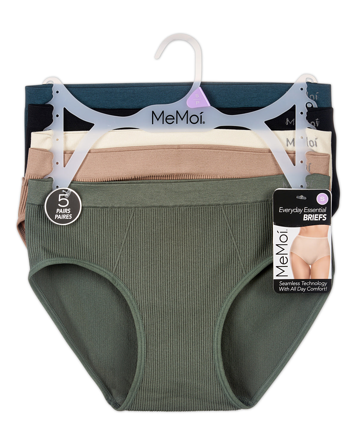 5 Pair Women's Seamless Ribbed No-Show Tag-Free Briefs